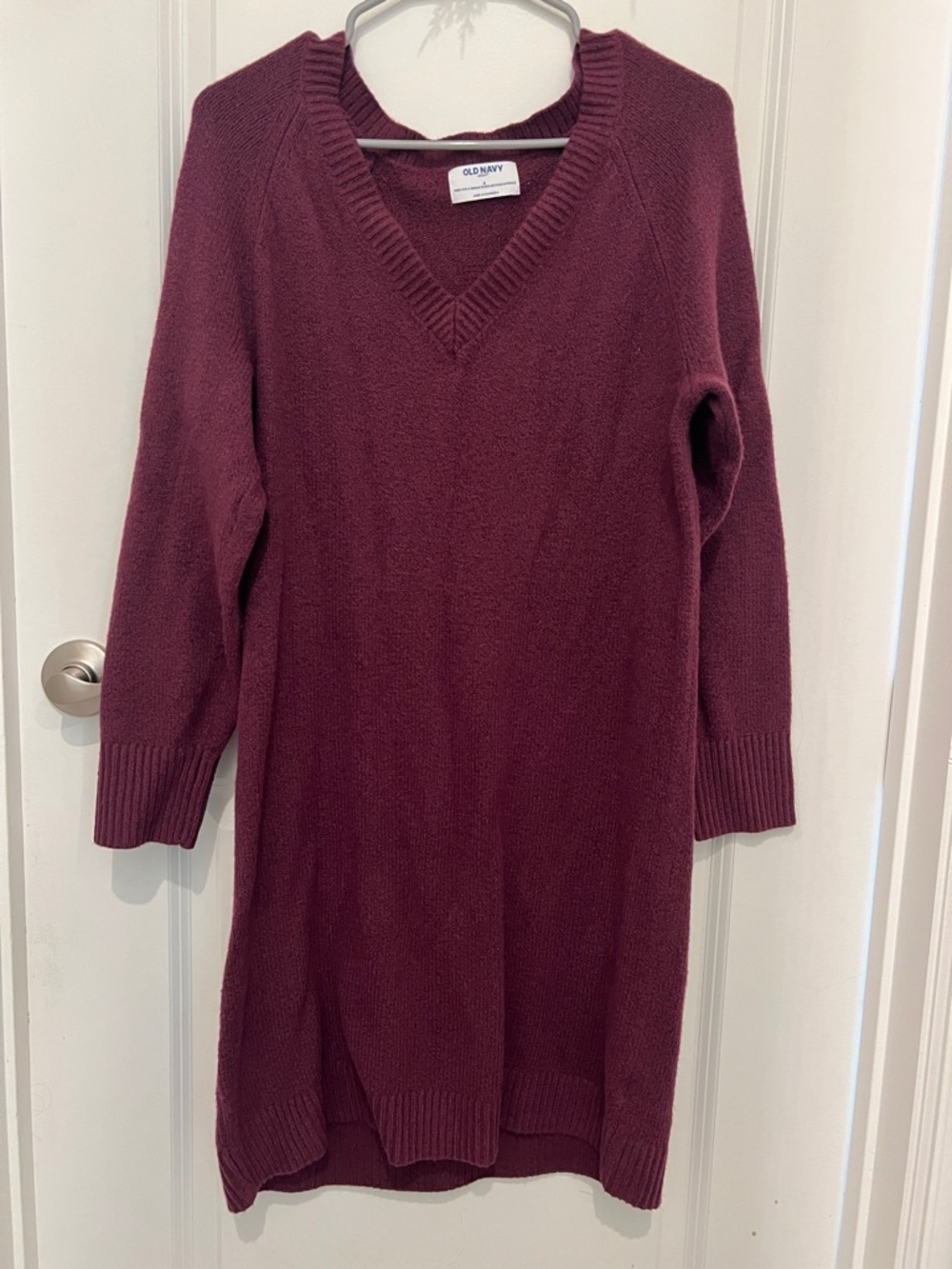 Old Navy Plum V-Neck Long Sleeve Sweater Dress